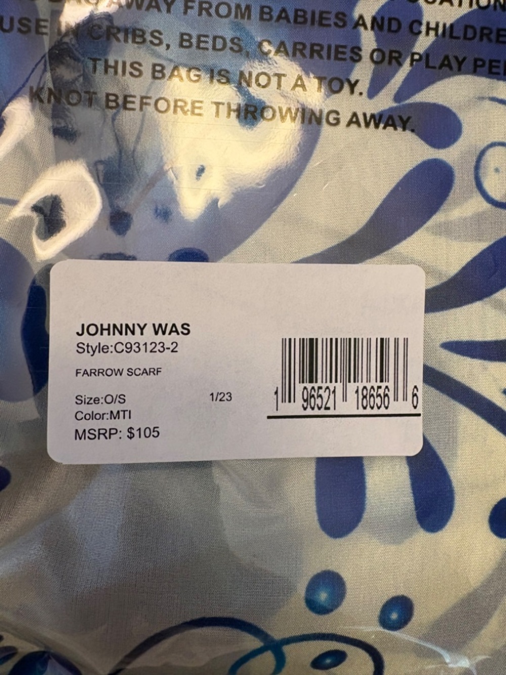 Johnny Was Farrow Scarf - Blue and Ivory - Picture 10 of 11